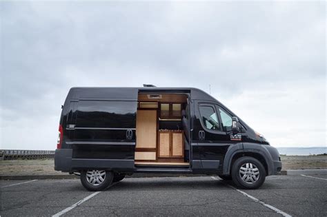 Ram Promaster cargo van converted into a multi-purpose camper