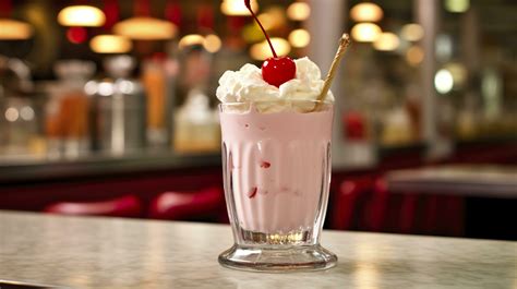 Cherry Milkshake in a Classic American Diner. food photography concept ...