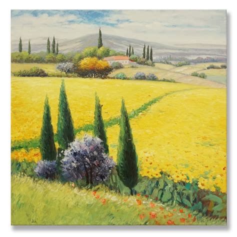 7CANVAS -Handmade Tuscan Oil Painting Wall Art- Landscape Scene Rustic Wall Decor Stretched ...