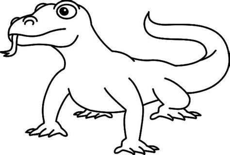 Komodo Dragon Outline Clipart Coloring Page - Download & Print Online Coloring Pages for Free in ...