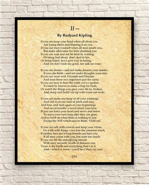 If Poem Rudyard Kipling Poem Custom Poem Poem Art Print - Etsy ...