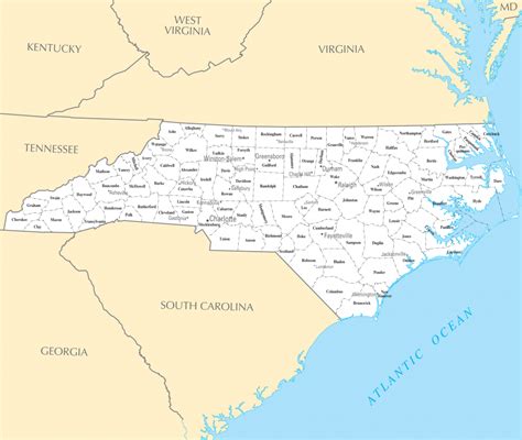North Carolina Printable Map