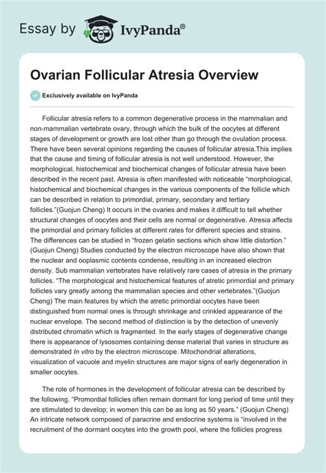 Ovarian Follicular Atresia Overview - 576 Words | Essay Example