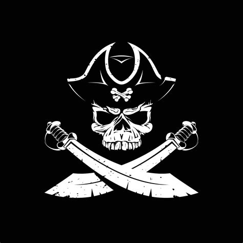 pirate skull icon on black 28663874 Vector Art at Vecteezy