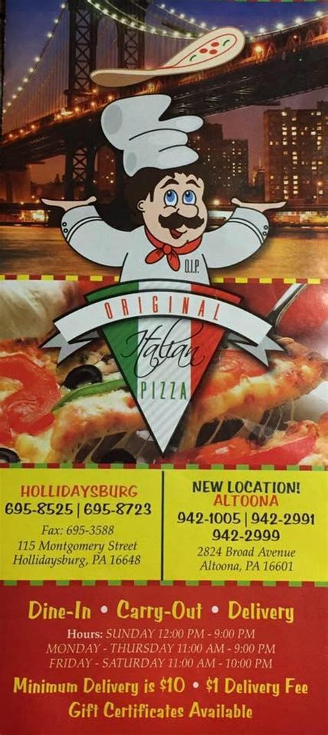 Menu at Broad Avenue OIP pizzeria, Altoona