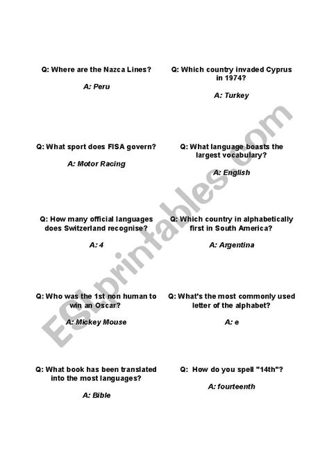 General Knowledge Board Game - ESL worksheet by andymotion