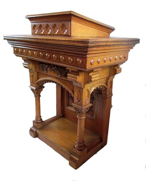 Carved Oak Pulpit - Wooden Nickel Antiques