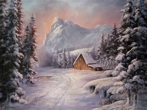 "Winter Cabin" Oil Painting by Kevin Hill Watch short oil painting ...