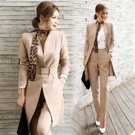 2020 Autumn Womens 2 Piece Pant Suits Women Casual Office Business Suits Formal Work Wear Sets ...