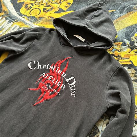 Black/red “ATELIER” ‘CHRISTIAN DIOR’ hoodie Size:... - Depop