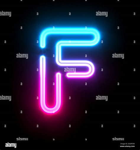 Blue pink glowing neon tube font Letter F 3D Stock Photo - Alamy