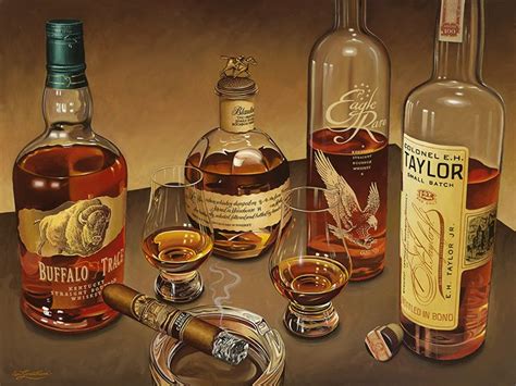 Four Buffalo Trace Bourbons Painting by Ian Greathead | Saatchi Art ...