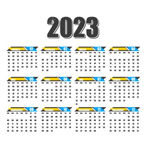 2023 Calendar Free Design And Vector, 2023, 2023 Calendar, Calendar 2023 PNG and Vector with ...