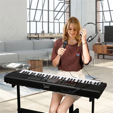 61 Key Portable Keyboard with Built In Speakers, Headphone, Microphone, Music Rest, LCD Screen ...