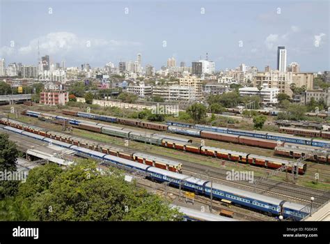 Aerial view of Dadar Railway Station with tracks and trains , Dadar ...