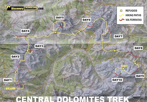 Via Ferrata in the Central Dolomites - hut to hut trekking | Hiking map, Hiking trip, Hiking ...