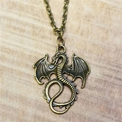 Dragon Necklace Dragon Pendant Dragon Jewelry Bronze