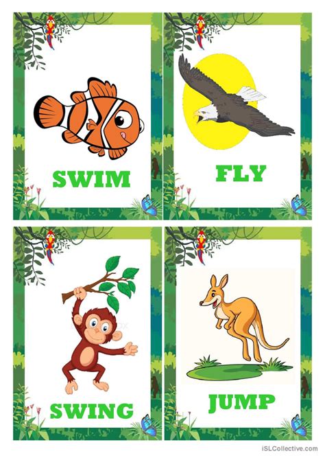 ANIMAL ACTIONS BIG FLASHCARDS vocabu…: English ESL worksheets pdf & doc