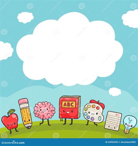 Cute Cartoon Characters. Back To School Background Stock Vector ...