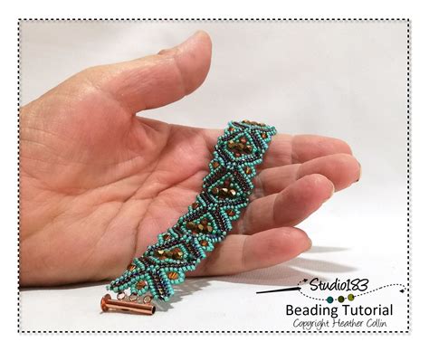 Peyote Stitch Squares Bracelet, Flat Squares Bracelet Beading Pattern, Peyote Squares Bracelet ...