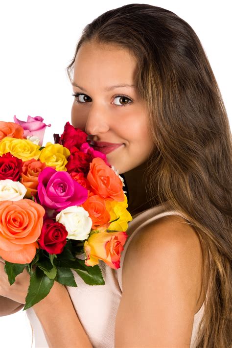 Woman With Flowers Bouquet Free Stock Photo - Public Domain Pictures