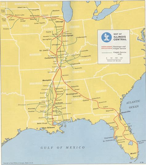 Illinois Central Railroad | Train map, Rock island railroad, Railway route map