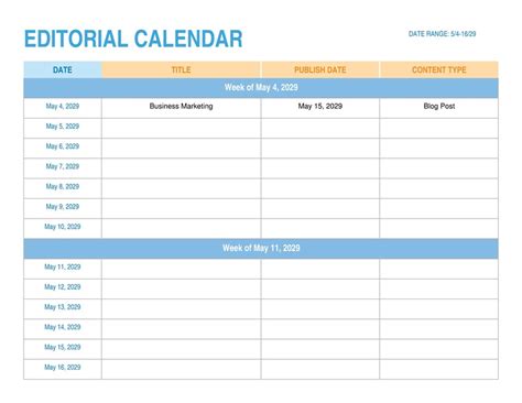 Editorial Calendar Templates - SampleTemplatess - SampleTemplatess