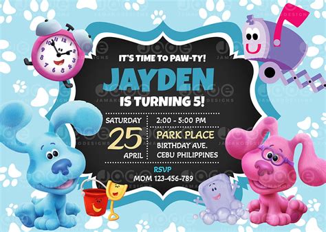 Blue's Clues Birthday Invitation Personalize 4 X 6 or 5 X 7 FREE BACKSIDE - Jamakodesigns - Blue ...