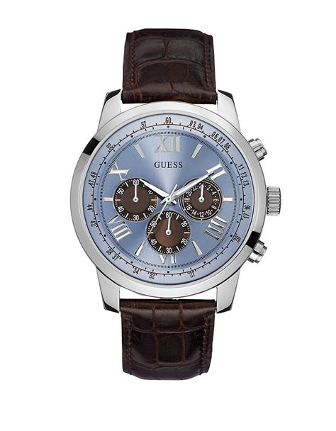 Lyst - Guess Mens Classic Sport Steel Chronograph And Leather Strap ...