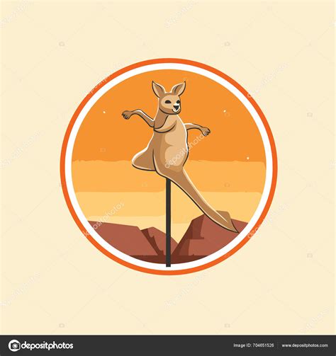 Kangaroo Top Rock Sunset Vector Illustration Stock Vector by ©Flatart 704651526