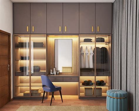 Grey 4-Door Wardrobe Design | Livspace