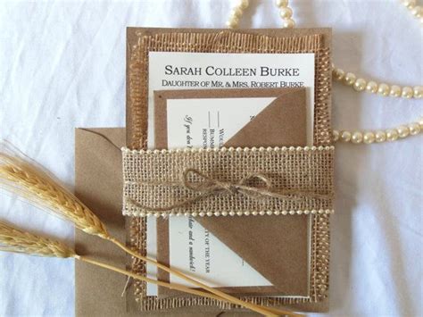 Rustic Wedding Invitation - Burlap Invitation Set Pearl Burlap Ribb… | Rustic wedding ...