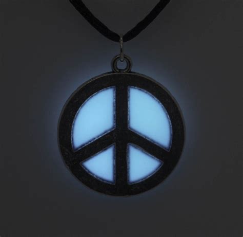 White Peace Sign Jewelry Glowing Peace Sign by WoodwormsNGloworms