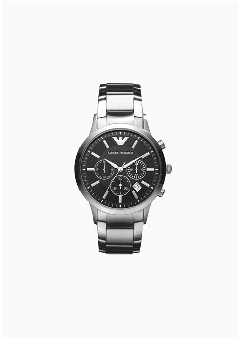 Montre chronographe avec boîtier et bracelet en acier | Homme | Emporio Armani
