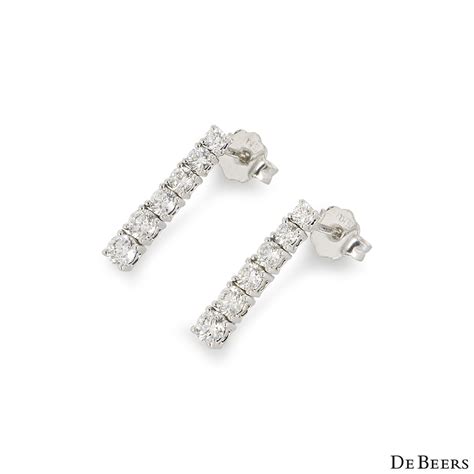 De Beers White Gold Modern Classics Diamond Earrings 1.02ct | Rich Diamonds