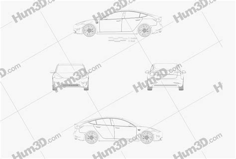 Tesla Model 3 2021 Blueprint - 3DModels.org