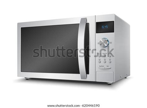 3d Realistic Microwave Oven Steel Vector Stock Vector (Royalty Free ...