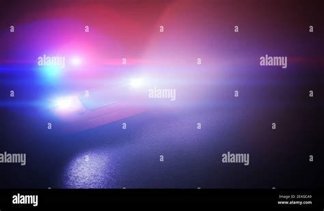 Police car with emergency siren at night. 3D rendered illustration ...