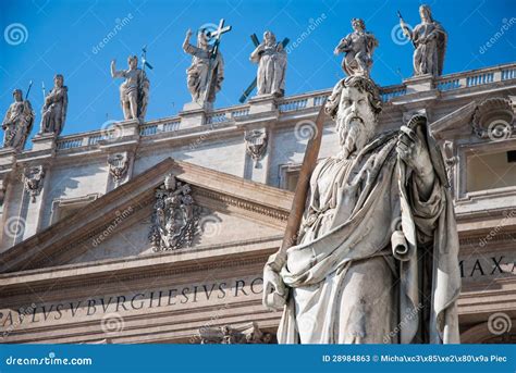 Statue of Apostle Paul in Front of the Basilica of St. Peter Editorial Stock Photo - Image of ...