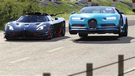 Koenigsegg One vs Bugatti Chiron at Highlands - YouTube