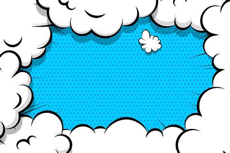 Comic book cloud puff frame on blue dot pattern 1419102 Vector Art at Vecteezy