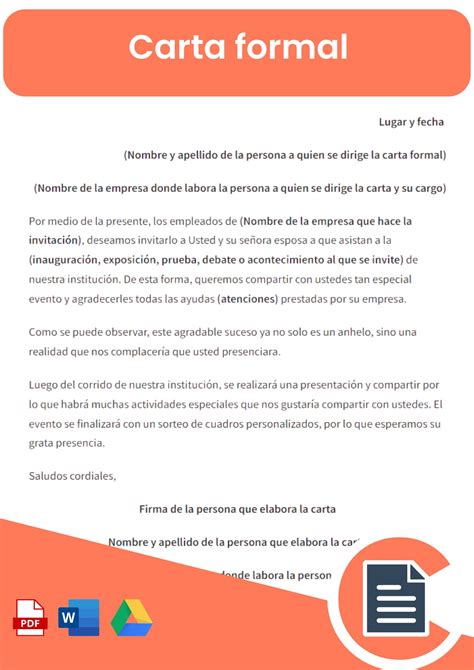 Carta Formal, Guías y Ejemplos » Rellena Online, Word, Pdf