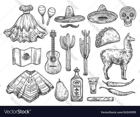 Cinco de mayo isolated mexican holiday symbols Vector Image