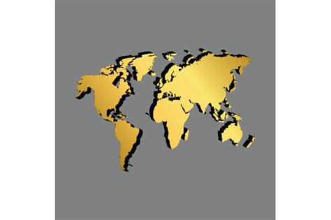 WORLD MAP 3D GOLD By CurutDesign | TheHungryJPEG