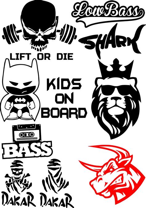 various types of stickers on a white background