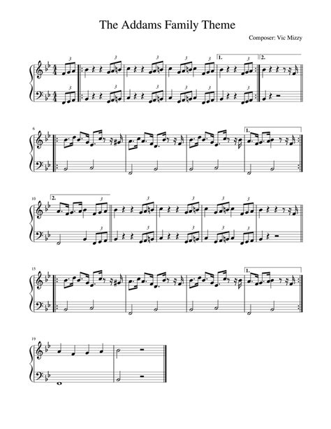 The Addams Family Theme Sheet music for Piano (Solo) | Musescore.com