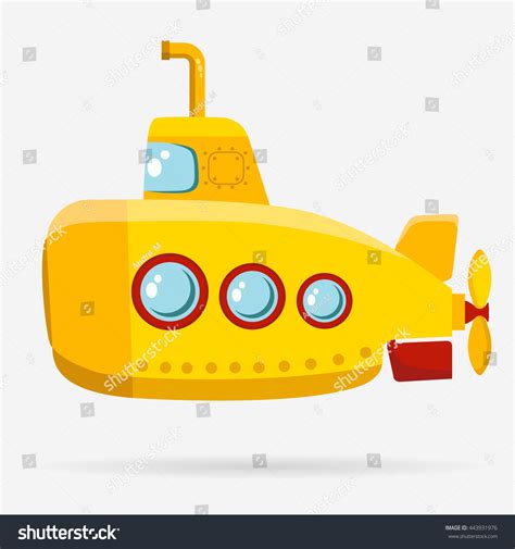 Yellow Submarine Periscope Bathyscaphe Cartoon Underwater Stock Vector ...