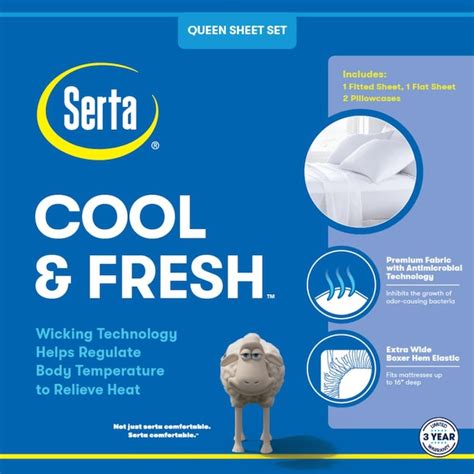 Serta Cool and Fresh Sheet Set Queen 85-Thread-Count Microfiber White ...