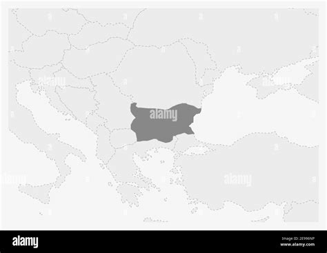 Map of Europe with highlighted Bulgaria map, gray map of Bulgaria with ...