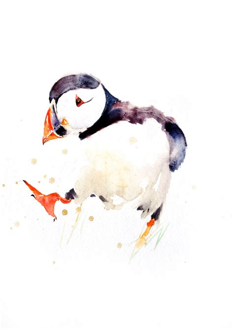 JEN BUCKLEY ART signed PRINT of my original PUFFIN watercolour